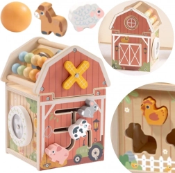 Leseni aktivnostni hlev s abakom in sortirnikom TOOKY TOY