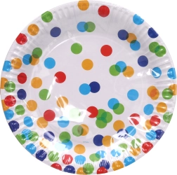 Paper Party Plates with Polka Dot Pattern 23 cm - 6 Pieces