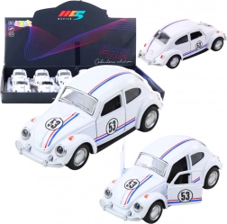 Coccinelle classique en métal 1:32 avec moteur à rétrofriction et portes ouvrantes – blanche