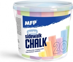 Round sidewalk chalk in a bucket - 20 pcs mixed colors
