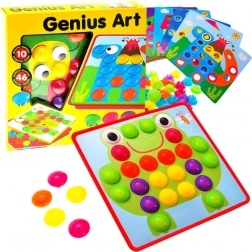 Creative mosaic with colorful pegs for kids