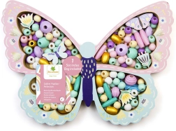 Pastel Wooden Beads in Butterfly Shape