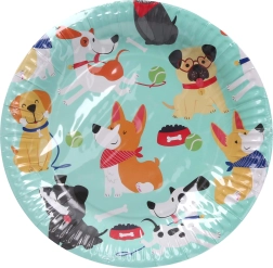 Party plates with DOG design 23 cm, 6 pcs