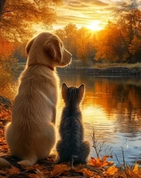 Diamantmaling killing med hund 30 × 40 cm