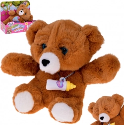 Interactive plush teddy bear with bottle – laughs, cries and closes its eyes