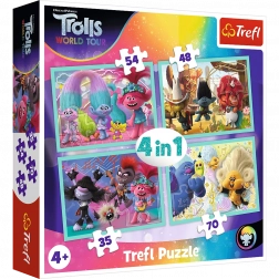 Puzzle TREFL Trolls World Tour 4-in-1 (35, 48, 54, 70 pieces)