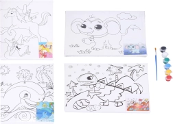 Tela da pittura con modello 30 × 24 cm con colori e pennello