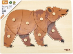 VIGA wooden Montessori peg puzzle - bear