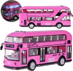 Rožnati dvonadstropni avtobus z zvoki in odpiranjem vrat ZA4748