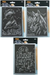 Scratch-off silver pictures A5, mixed designs, 24 pcs in a box