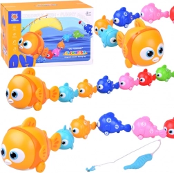 Interactive Fish Family with Magnetic Fishing Rod and Moving, Light-Up Big Fish