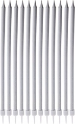 Dolge srebrne svečke za torto 14,5 cm, 12 kos