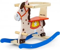 Drewniany koń na biegunach Lucky z barierkami bezpieczeństwa