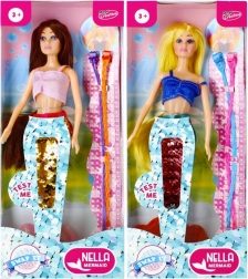 Sellő baba flitteres farokkal, 30 cm