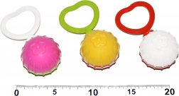 Rattle in the shape of a ball with a heart motif