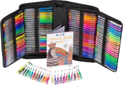 Színes zselés toll készlet tokban, 120 db + 120 póttöltő