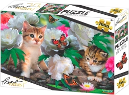 Kittens among Peonies Puzzle 1000 Pieces