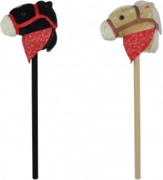 Plush stick horse with sound 80 cm, black