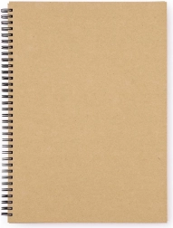 Ringnotesbog A4 i kraft, dobbelt spiral, laminerede omslag