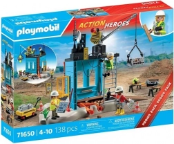 Playmobil Action Heroes – gradbišče z žerjavom in figurami