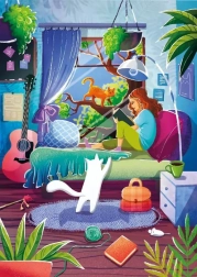 Puzzle Girl and Her Cats 1000 Pieces