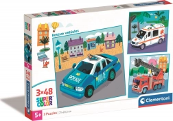 CLEMENTONI Puzzle 3×48 Pieces – Emergency Vehicles