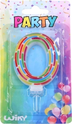 Candela da party numero 0 con righe