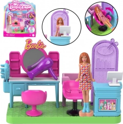Barbie Mini BarbieLand - Fodrászszalon mozgatható mini Barbie babával
