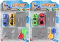 Set di auto a lancio con piattaforma e muro da sfondare