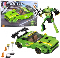 2-in-1 Building Set: Racing Car and Robot with Flywheel Pull-Back, 352 Pieces