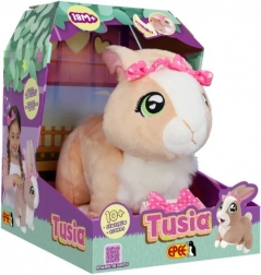 Interactive mascot bunny Tusia with bow