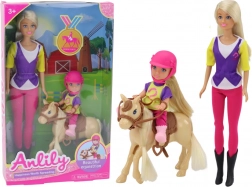 Set Puppe Anlily mit Kind und Pony Reitstall