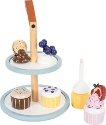 wooden two-tier muffin stand small foot with magnetic accessories