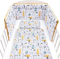 3-piece cotton crib bedding New Baby City mustard 90×120 cm