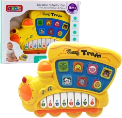 Pianino educativo elettrico per bambini a forma di locomotiva – giallo