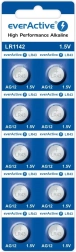 alkalické mincové baterie LR43 everActive, 10 ks