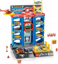 Parking station with helicopter and metal cars 30 × 27 × 37 cm