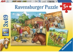 Puzzle Ravensburger Una giornata con i cavalli 3x49 pezzi