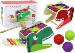 Wooden Dinosaur 2-in-1 – Hammering Game with Balls and Xylophone
