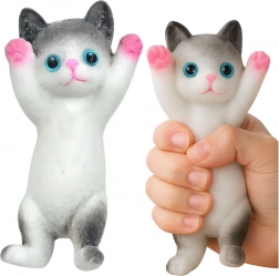 Sensory anti-stress squishy cat, white and gray, 13 × 6.5 cm