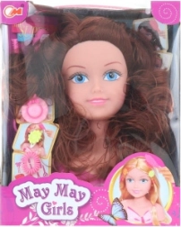 Brunette styling head for kids’ hairstyles with accessories