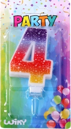 Párty svíčka ve tvaru čísla 4 s hvězdami