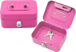 Metalsparebøsse med lås – pink, 2 nøgler