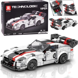 Tekniske byggesæt – supersportsvogn Hvid Viper med spoiler, 419 dele