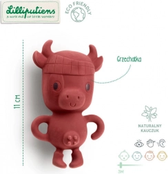 Lilliputiens multi-sensory natural rubber rattle – Rosalie the Cow eco 3 m+