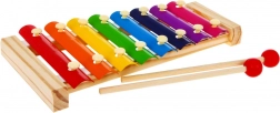 Cimbalom in legno per bambini 3+ Primo strumento musicale Placcatura arcobaleno + bacchette