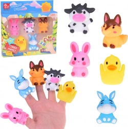 Rubber Finger Puppets Farm Animals - Set of 5 Figures