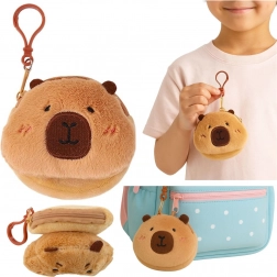 Plush Capybara Coin Purse with Clip, Brown