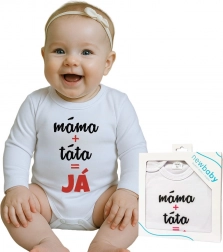 Babyromper met print mama + papa = ik, cadeauverpakking