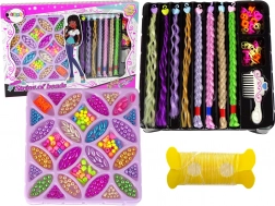 Farverigt perlesæt til hår og smykker